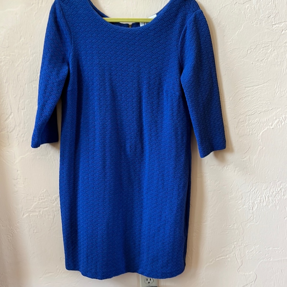 Ganni size medium blue three-quarter length sleeve dress.